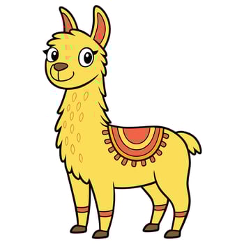 illustration of a cute llama cartoon illustration vector