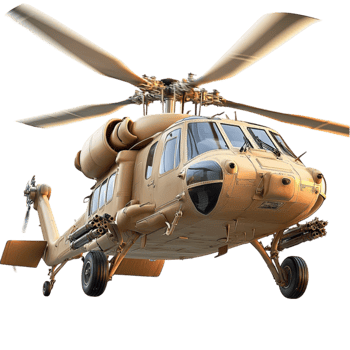Large military helicopter flying with its rotors spinning png