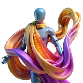beautiful classic Abstract Figure Draped in Colorful Fabric professional png