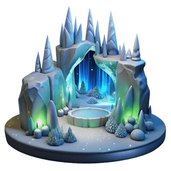 vibrant traditional Enchanted Winter Cave 3D Render of Fantasy Ice Kingdom genuine png