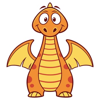 a cartoon dragon with orange wings and yellow eyes vector