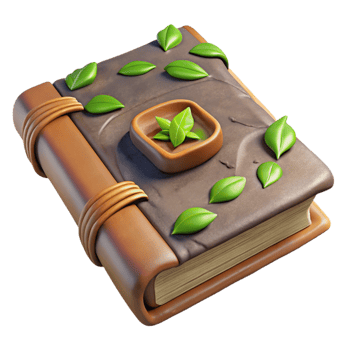 elegant artistic Ancient Herbal Book Leaves, Lore, and Remedies genuine png