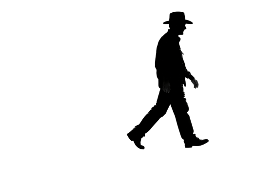 Silhouette of a cowboy walking png