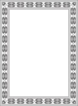 square European black outline ornament. Rectangular pattern, circle, ring of the Middle Ages. Revival border. Decorations of palaces and churche vector