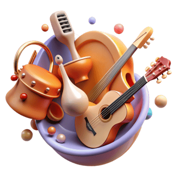 dramatic creative 3D Render of Musical Instruments and Objects professional png