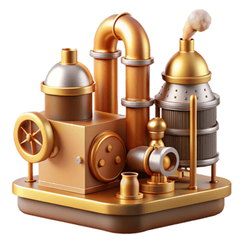 impressive minimalist Vintage Industrial Machinery Steam-Powered System high quality png