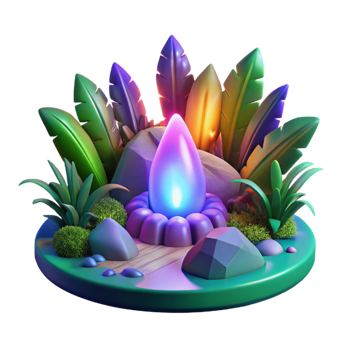 magnificent modern Magical Glowing Jewel in Tropical Oasis exclusive png
