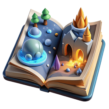 beautiful minimalist 3D Pop-up Book Fantasy World Adventure original png