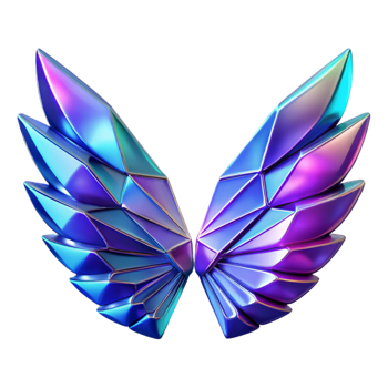 elegant contemporary Iridescent Wings Geometric, Abstract, 3D Render genuine png