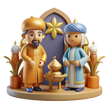 serene rustic 3D Render of Wise Men with Incense Offering exclusive png