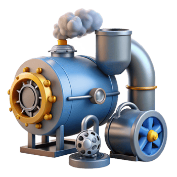 stunning creative Steampunk Engine Industrial Machine, 3D Model, Retro Technology premium png