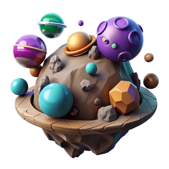 elegant creative Colorful 3D Render of Planetary System premium png