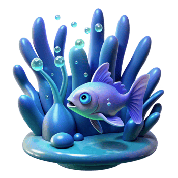 impressive modern Cute Cartoon Fish in Underwater Coral Reef premium png