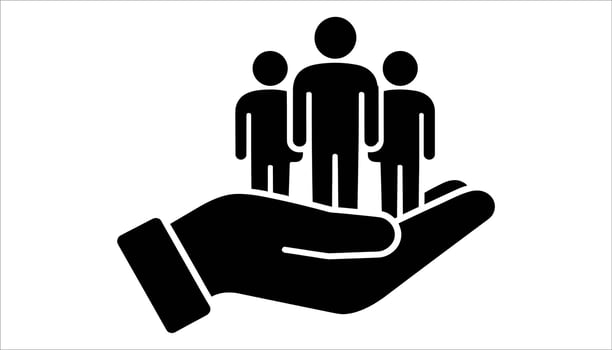 Hand Holding People Support and Care Symbol vector