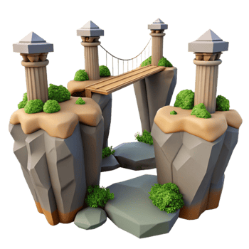 magnificent abstract Suspension Bridge Between Clifftop Temples genuine png