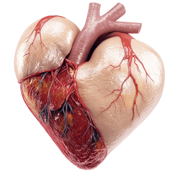 Anatomically detailed human heart with visible veins anderies png