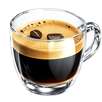 ly brewed espresso in a glass cup with a crema on top png