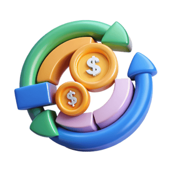 serene abstract Circular Money Flow Financial Cycle, Income, and Wealth genuine png