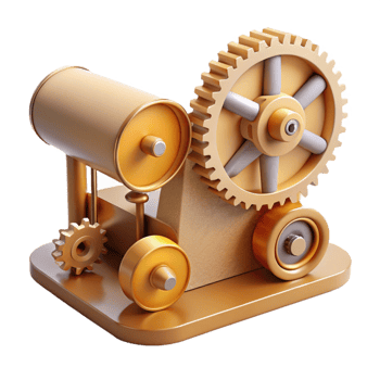 beautiful vintage Gear Mechanism 3D Model of Interlocking Gears and Wheels exclusive png