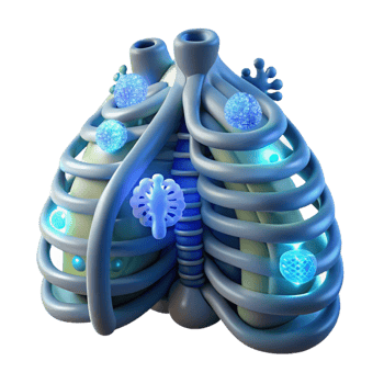 beautiful rustic Respiratory System 3D Model of Lungs, Rib Cage, and Alveoli high resolution png