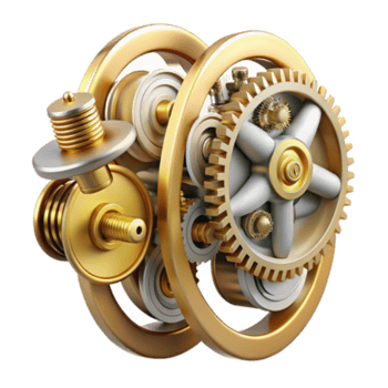serene classic Complex Gear System Precision Engineering and Interlocking Components premium png