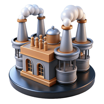 stunning traditional Factory Building, Industrial Architecture, 3D Model high quality png