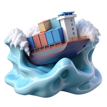 beautiful contemporary Cargo Ship Navigating Stormy Seas Ocean Freight, Container Shipping, Maritime Transport original png