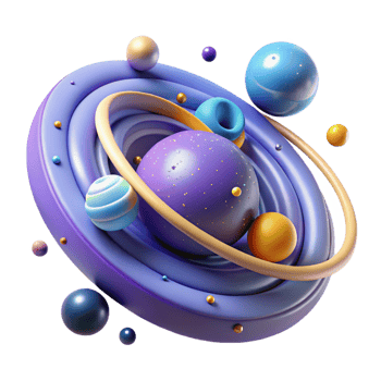 wonderful vintage Abstract Cosmic Sphere 3D Render of Planetary System professional png