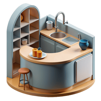 extraordinary modern U-Shaped Kitchen Design Compact Modern Island detailed png