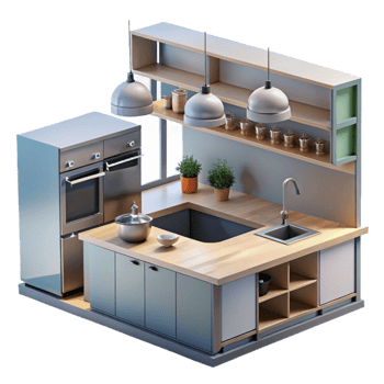 impressive minimalist Modern Kitchen Design Island, Cabinets, Lighting original png