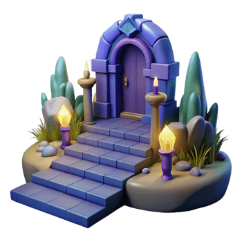 impressive classic Enchanted Portal 3D Render of Mystical Steps and Door professional png