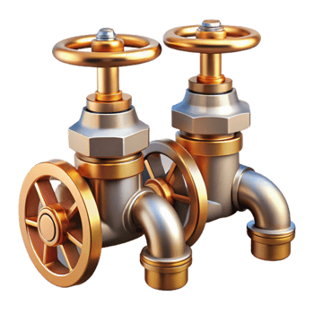 impressive minimalist Dual Industrial Valves Gold Silver Metal Pipes exclusive png
