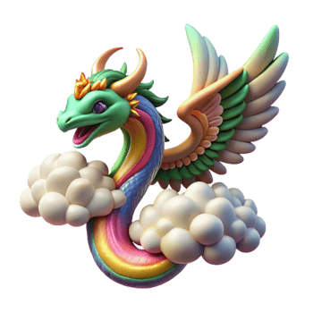 beautiful abstract Rainbow Dragon Fantasy Art Cute Flying Serpentine genuine png
