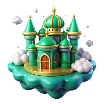 extraordinary abstract Enchanted Green Castle on Cloud Island high resolution png