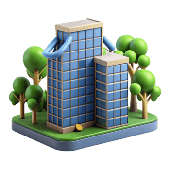 vibrant modern Modern Office Building with Green Space high resolution png