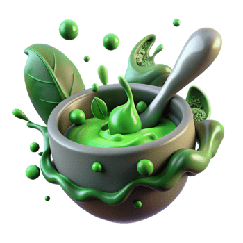 impressive vintage Green Paste in Mortar and Pestle Herbal Mixture 4K png