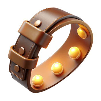 extraordinary minimalist Leather Belt Buckle with Glowing Studs 3D Render detailed png