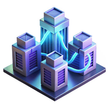 vibrant traditional Data Center Network Interconnected Servers High-Speed Connections detailed png