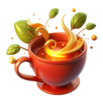 impressive traditional Golden Tea Herbal Infusion, Aromatic Brew, Steaming Cup exclusive png