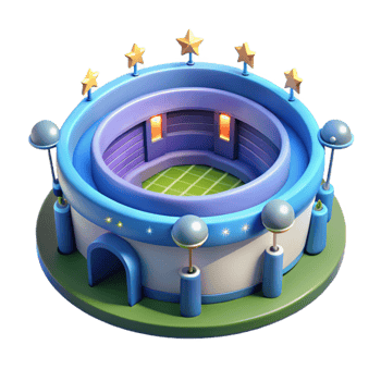 beautiful traditional 3D Model Circular Stadium with Lights and Stars high resolution png