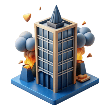 elegant minimalist City Building Fire Disaster 3D Model Simulation exclusive png