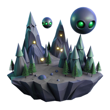 vibrant classic Mysterious Alien Landscape 3D Render of Floating Island authentic png