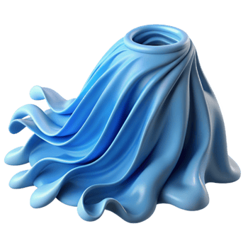 beautiful creative Abstract Blue Fabric Drape 3D Render of Flowing Waves detailed png
