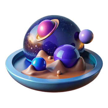 wonderful classic Cosmic Sphere Abstract 3D Render of Planets in a Dish exclusive png
