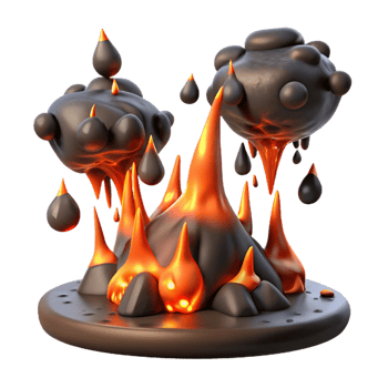 elegant vintage Molten Rock Formation, Lava Flow, Volcanic Eruption Simulation 4K png