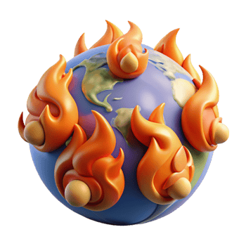vibrant creative Global Warming Planet Earth on Fire professional png