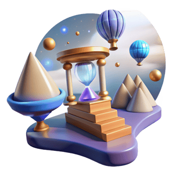 elegant vintage Time, Journey, and Dreams A Surreal 3D Illustration exclusive png