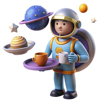 extraordinary artistic Astronaut Serving Cosmic Treats and Drinks detailed png