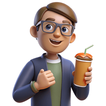 elegant classic 3D Cartoon Man Holding a Refreshing Drink professional png