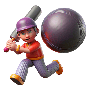 dramatic classic Cartoon Cricket Player Swinging Bat original png